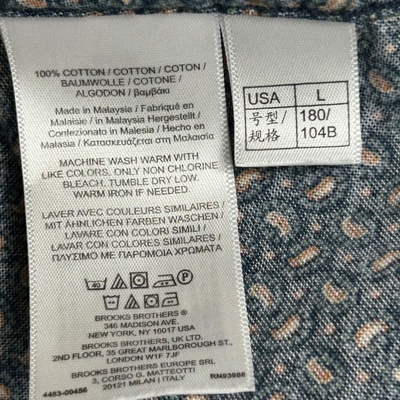 Brooks Brothers Regent Men's Long Sleeve Button Down Micro Paisley Print Size L - Picture 9 of 10